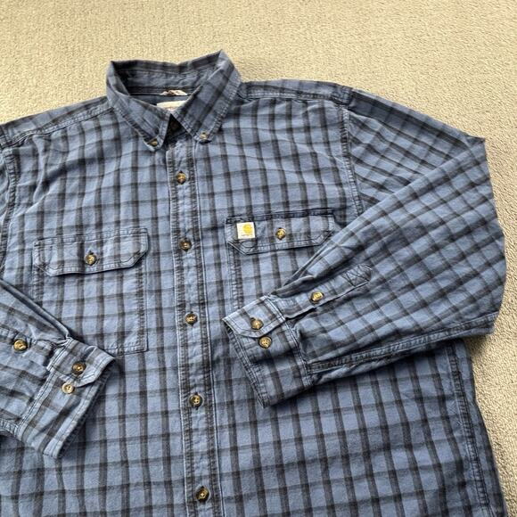 Carhartt Shirt Adult Large Check Button Up Long Sleeve Workwear Casual Men's - Picture 4 of 14
